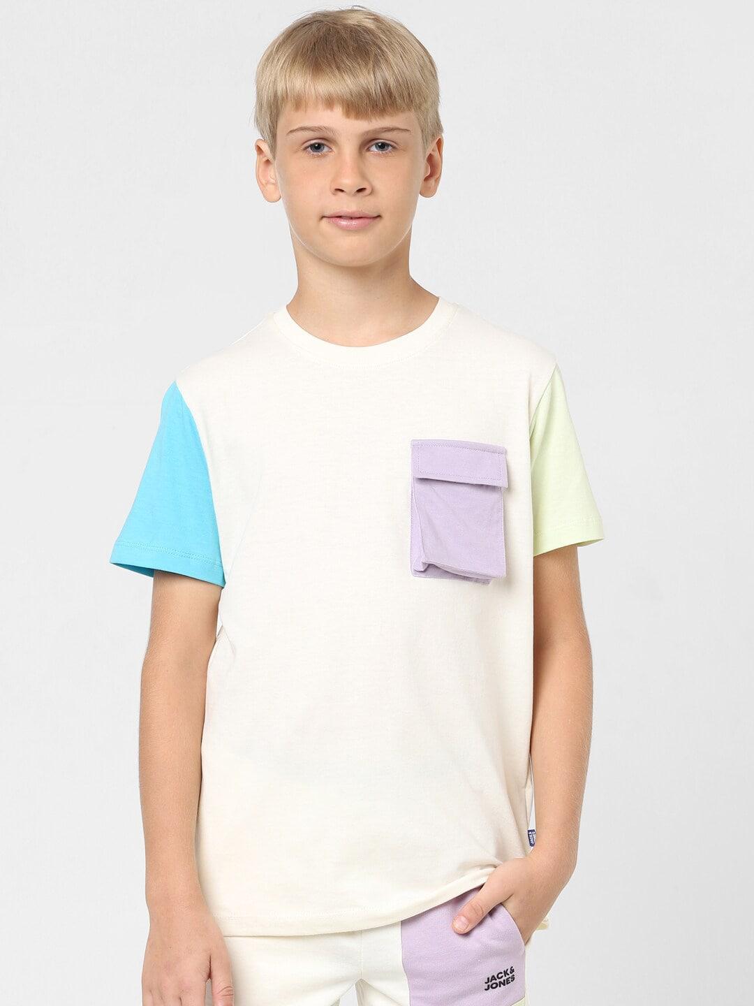 jack & jones junior boys colourblocked cotton t-shirt