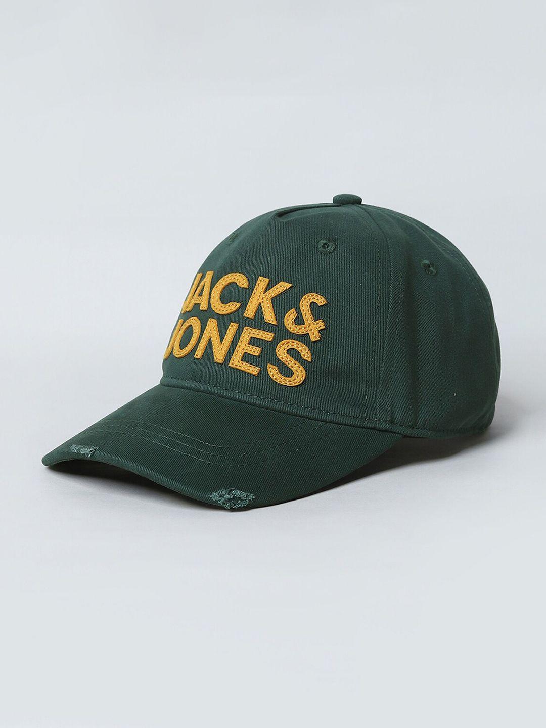 jack & jones junior boys green & orange embroidered baseball cap