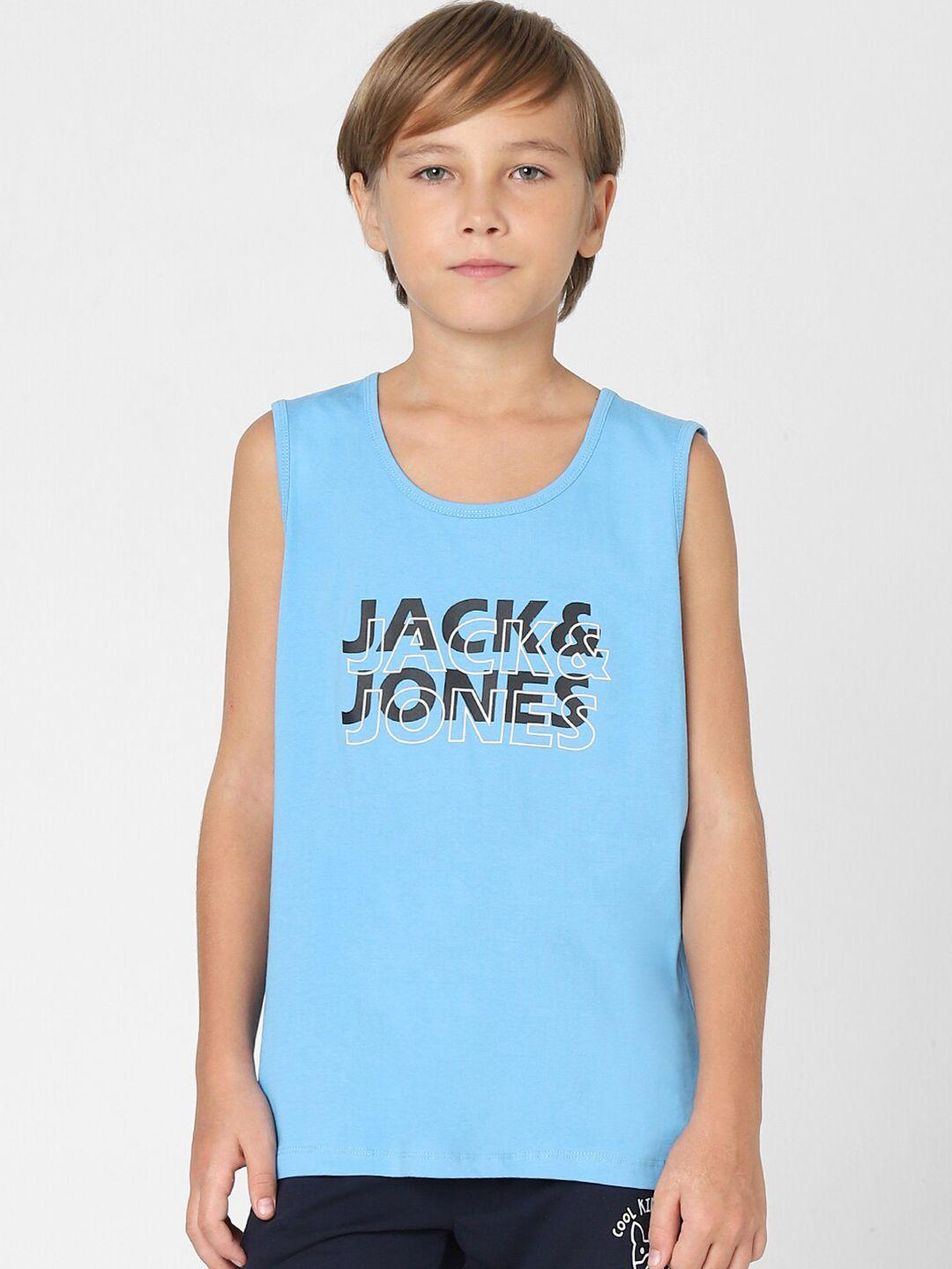 jack & jones junior boys typography printed cotton t-shirt