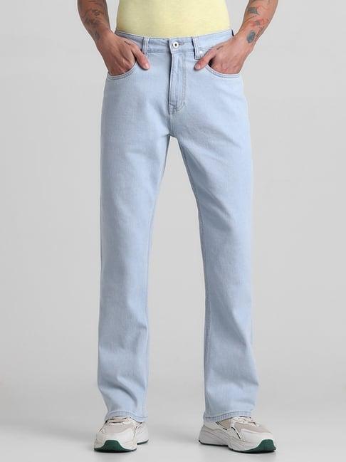 jack & jones light blue denim cotton bootcut jeans