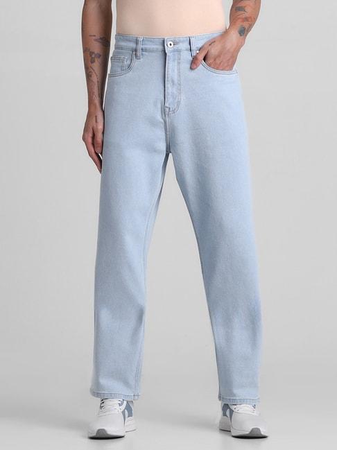 jack & jones light blue denim cotton loose fit jeans