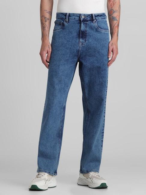 jack & jones light blue denim cotton loose fit jeans