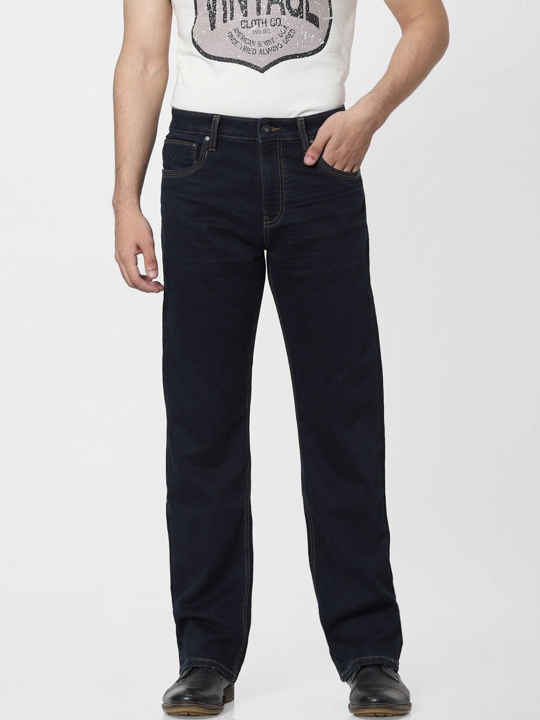 jack & jones men blue bootcut low-rise jeans