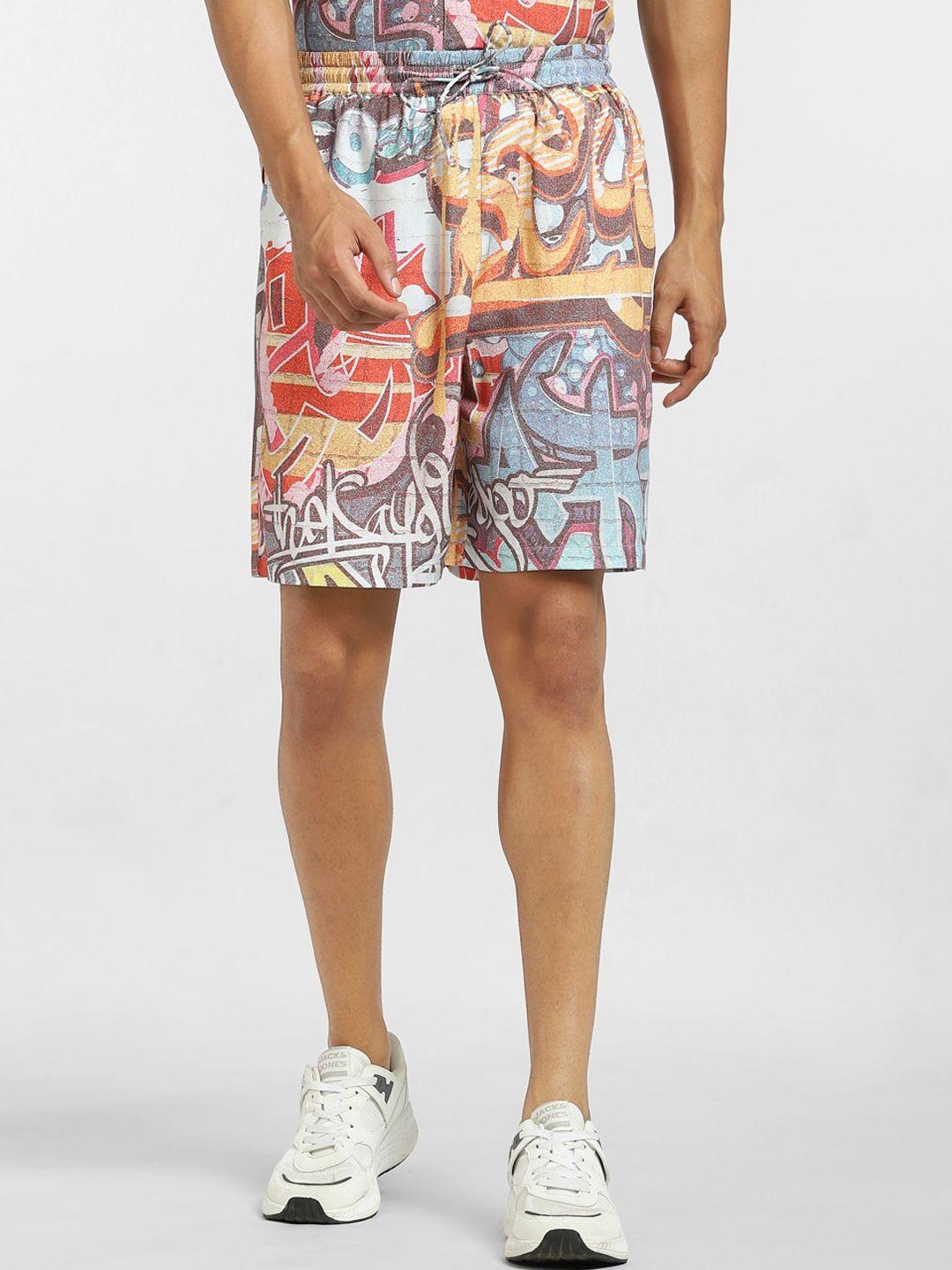 jack & jones men multicoloured floral printed low-rise shorts