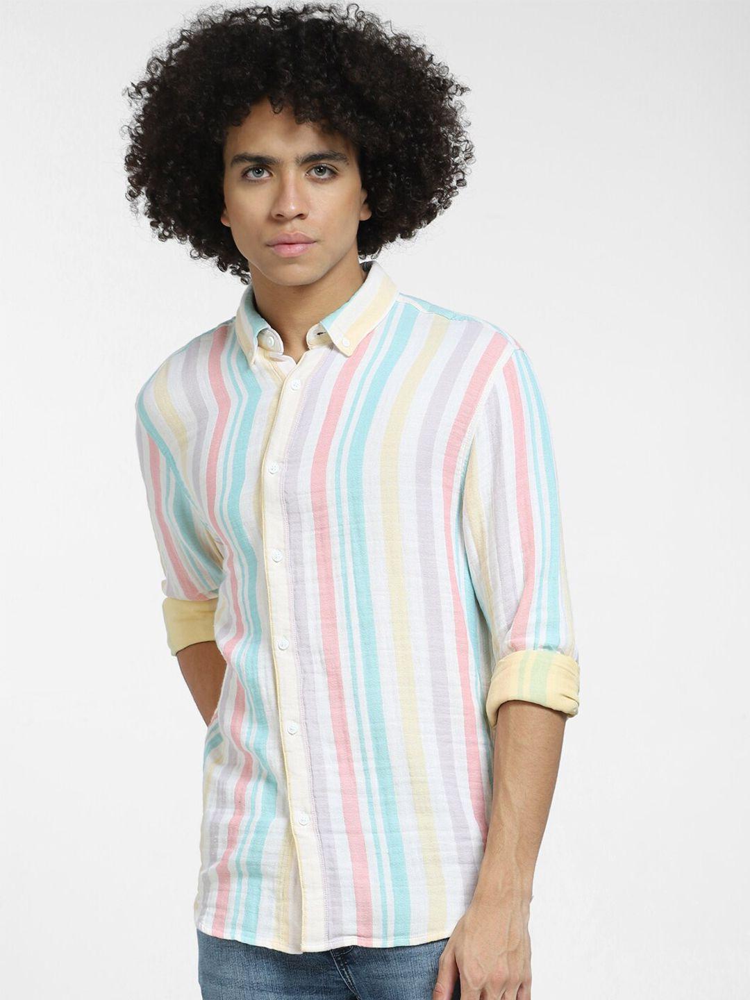 jack & jones men multicoloured striped casual shirt