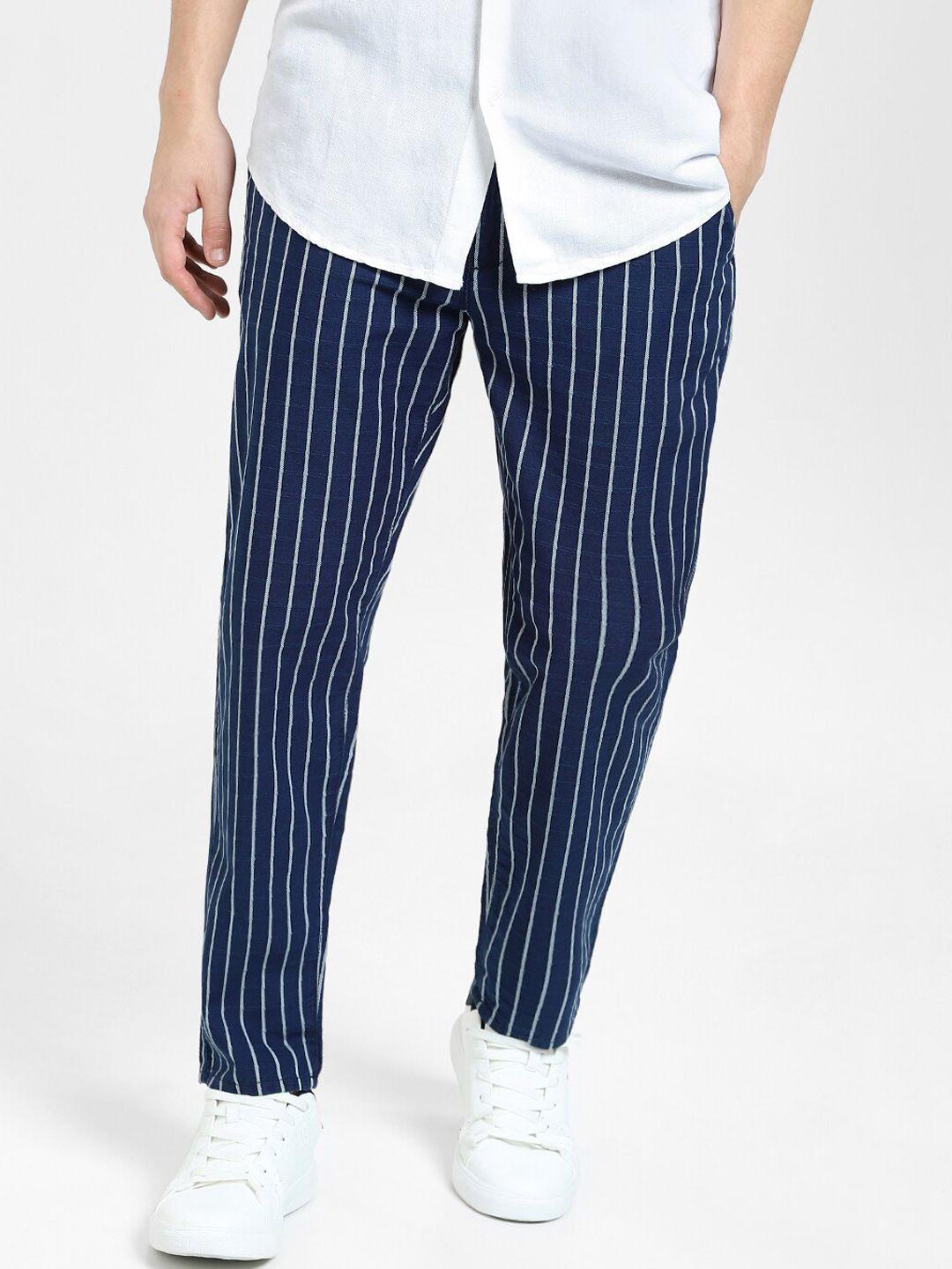 jack & jones men striped cotton trousers