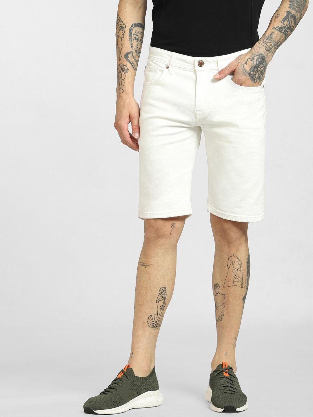 jack & jones men white low-rise shorts