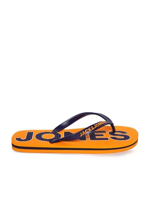 jack & jones men's black & orange flip flops