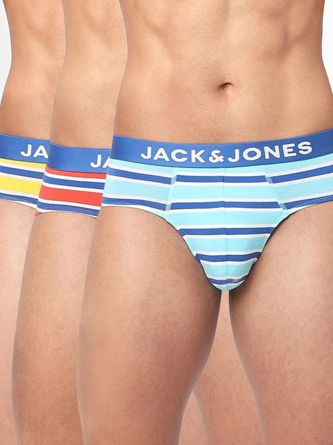 jack & jones multicolor striped briefs-pack of three