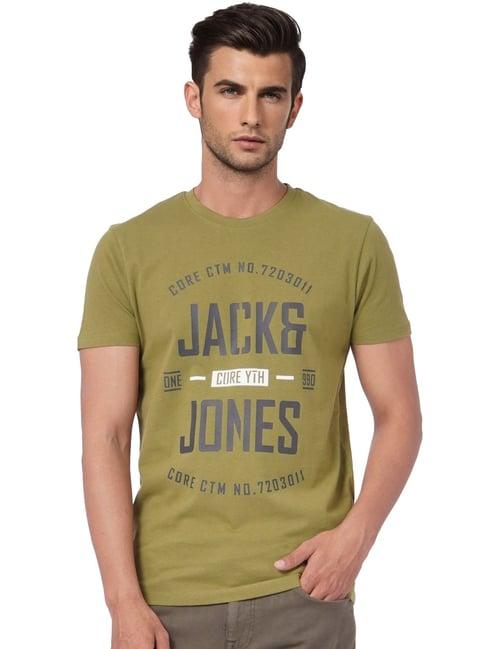 jack & jones olive printed t-shirt