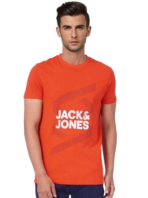 jack & jones orange printed t-shirt