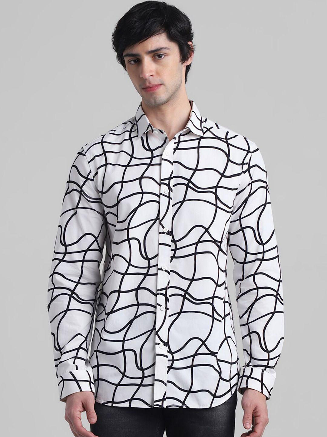 jack & jones slim fit opaque abstract printed cotton casual shirt