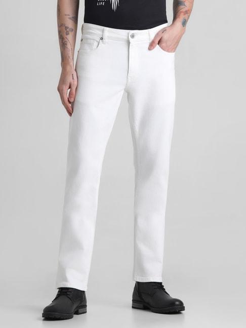 jack & jones white denim cotton regular fit jeans