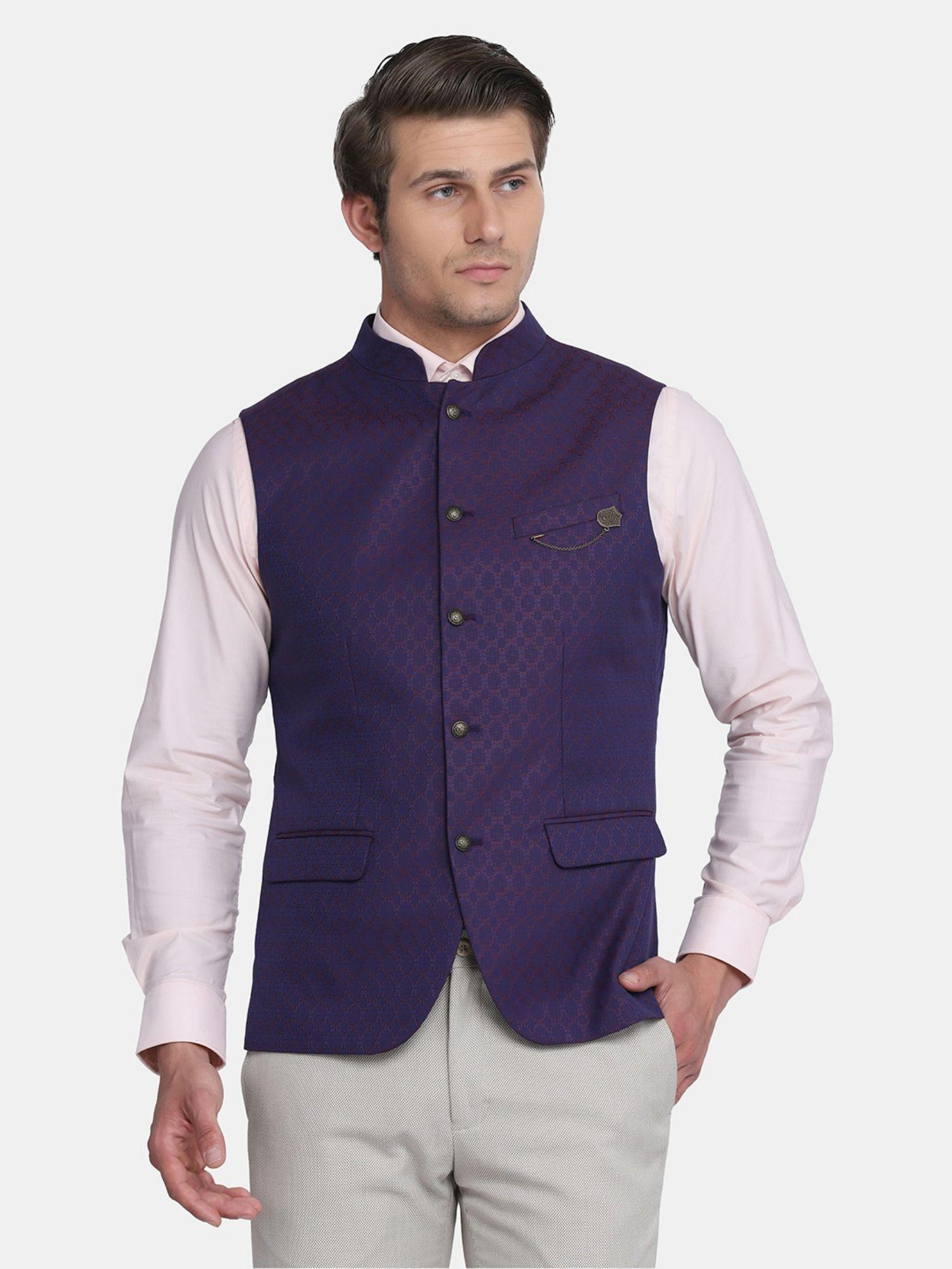 jack formal bandhgala nehru jacket in purple