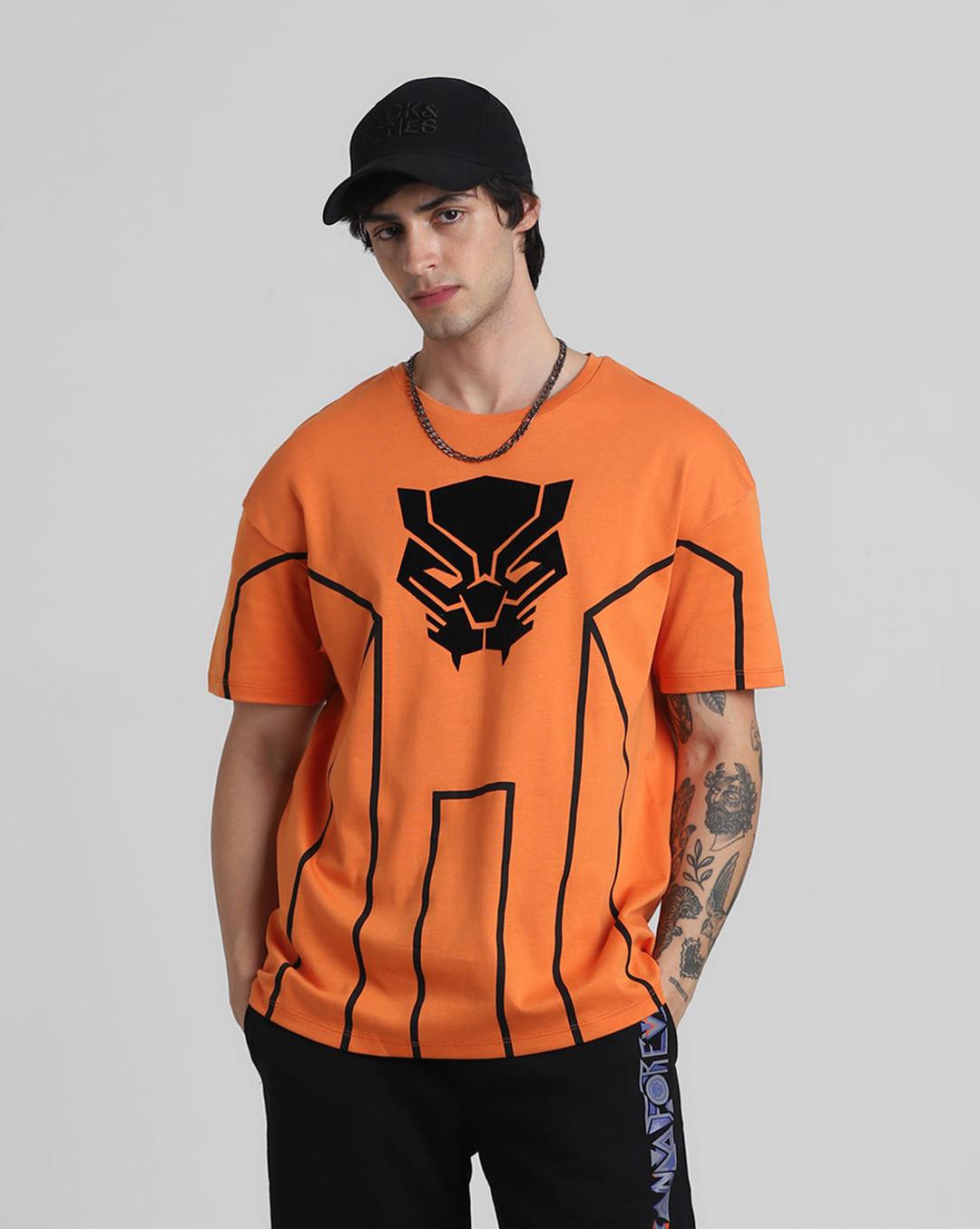 jack&jones x black panther orange oversized crew neck t-shirt