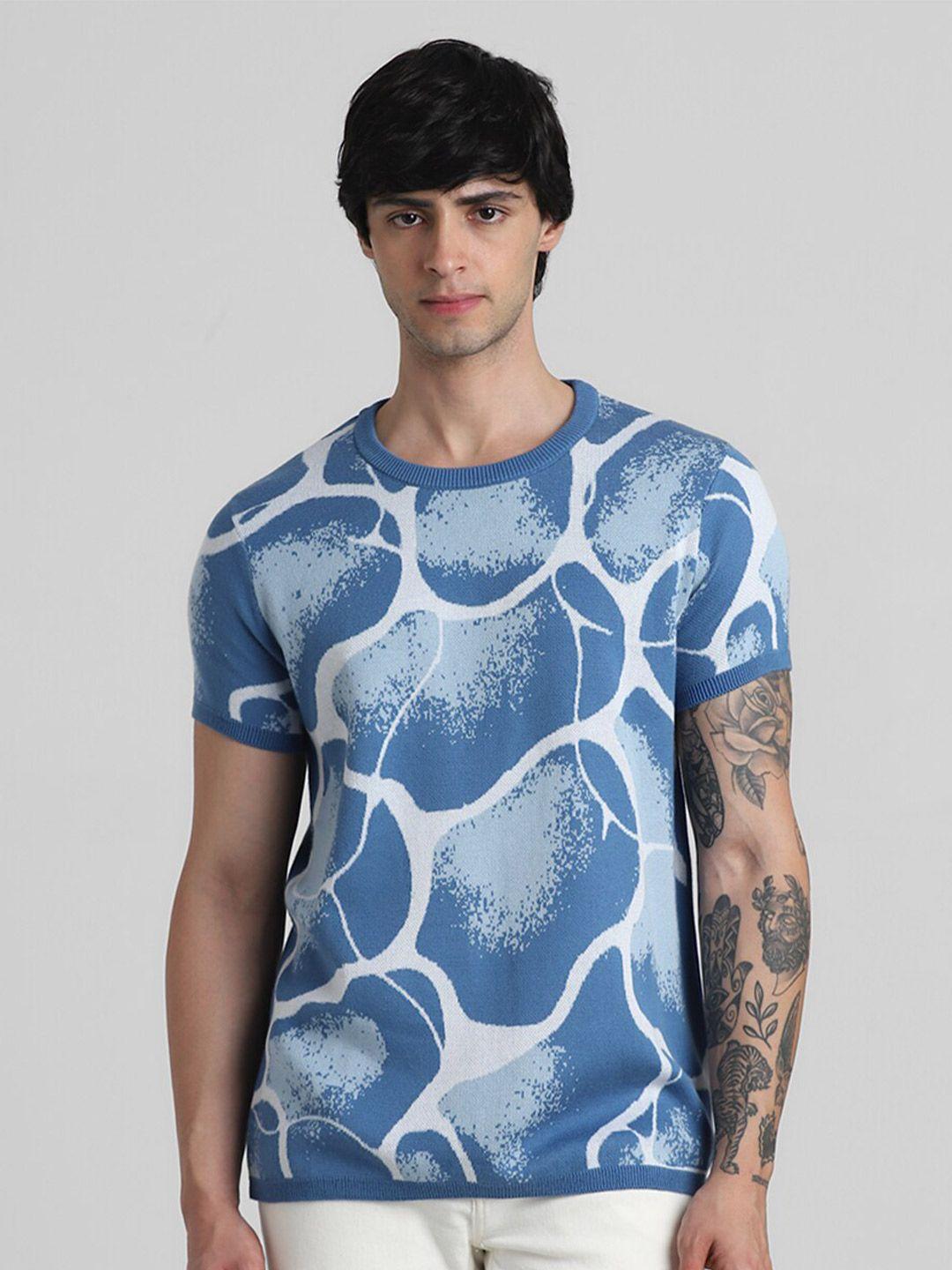 jack & jones abstract printed cotton t-shirt