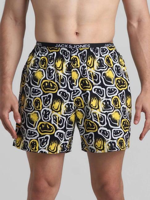 jack & jones anthracite cotton regular fit printed boxers