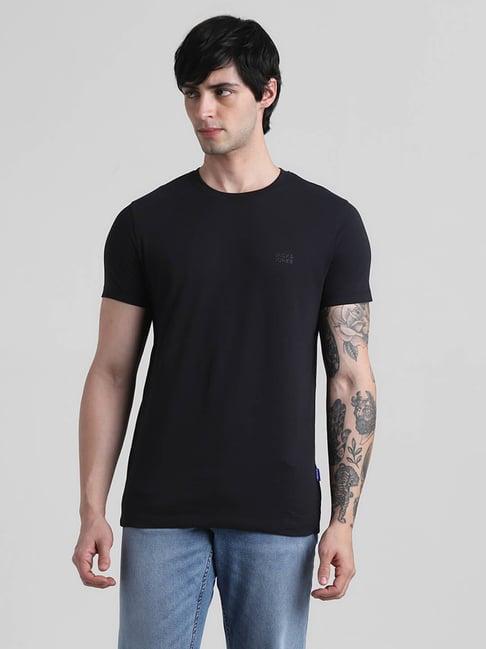 jack & jones black cotton slim fit t-shirt