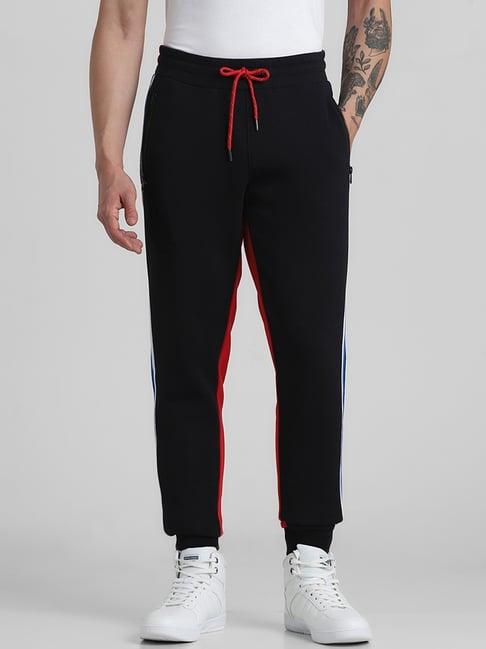 jack & jones black regular fit colour block joggers