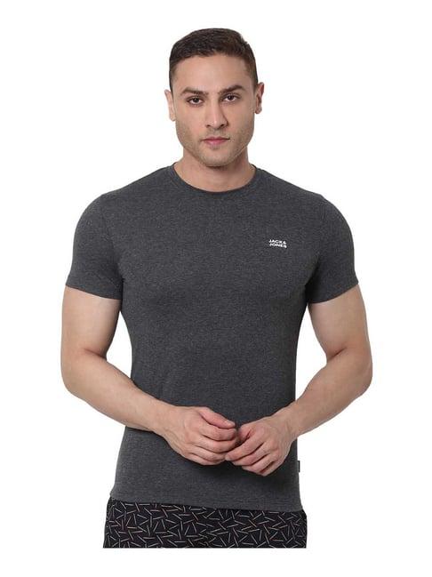 jack & jones black solid short sleeves t-shirt