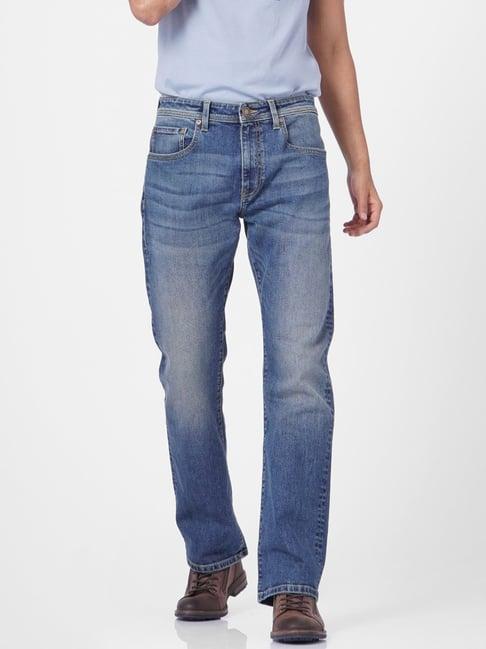 jack & jones blue heavily washed jeans