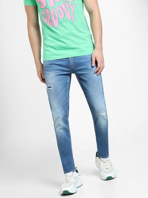 jack & jones blue slim fit distressed jeans