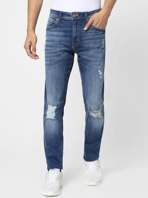 jack & jones blue slim fit low rise jeans