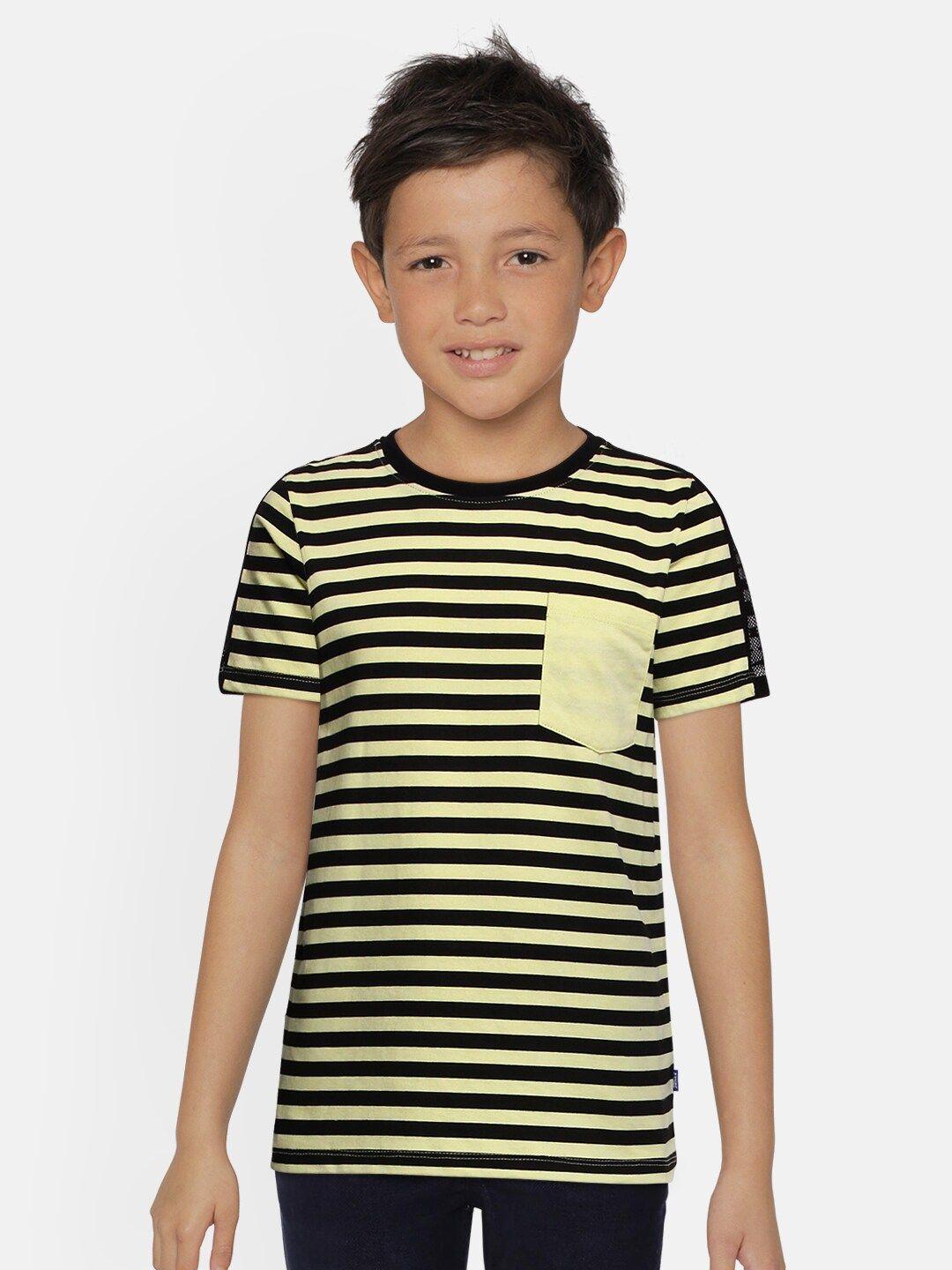 jack & jones boys black striped round neck t-shirt
