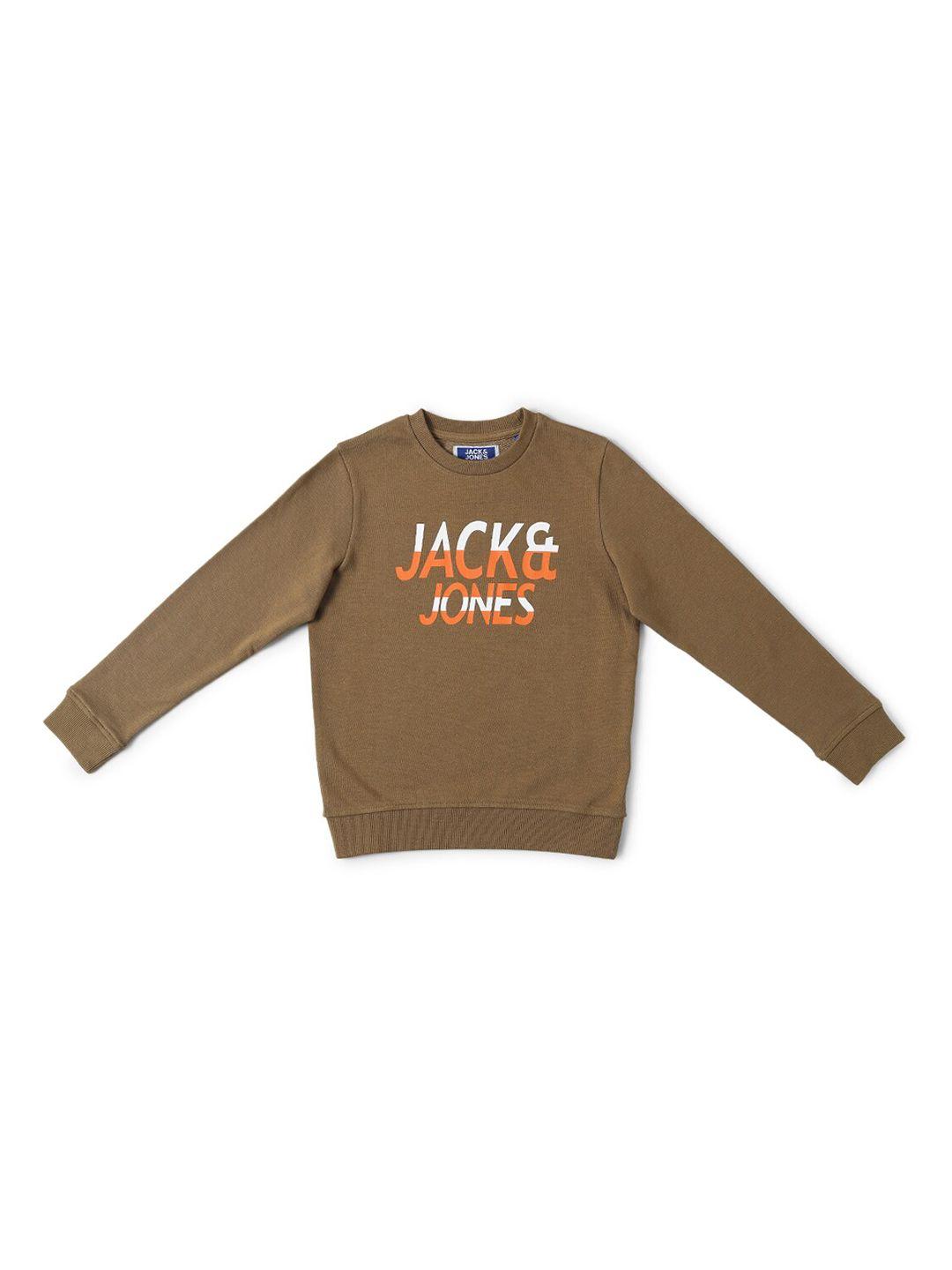 jack & jones boys brown printed sweatshirt