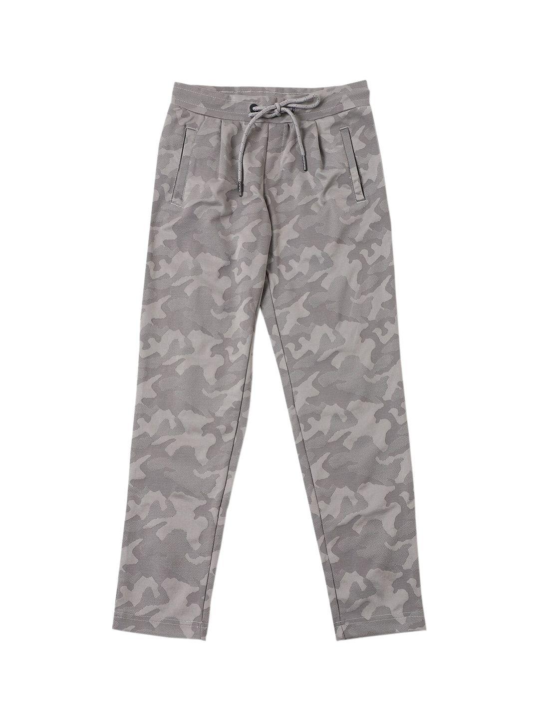 jack & jones boys grey camouflage printed low-rise regular trousers