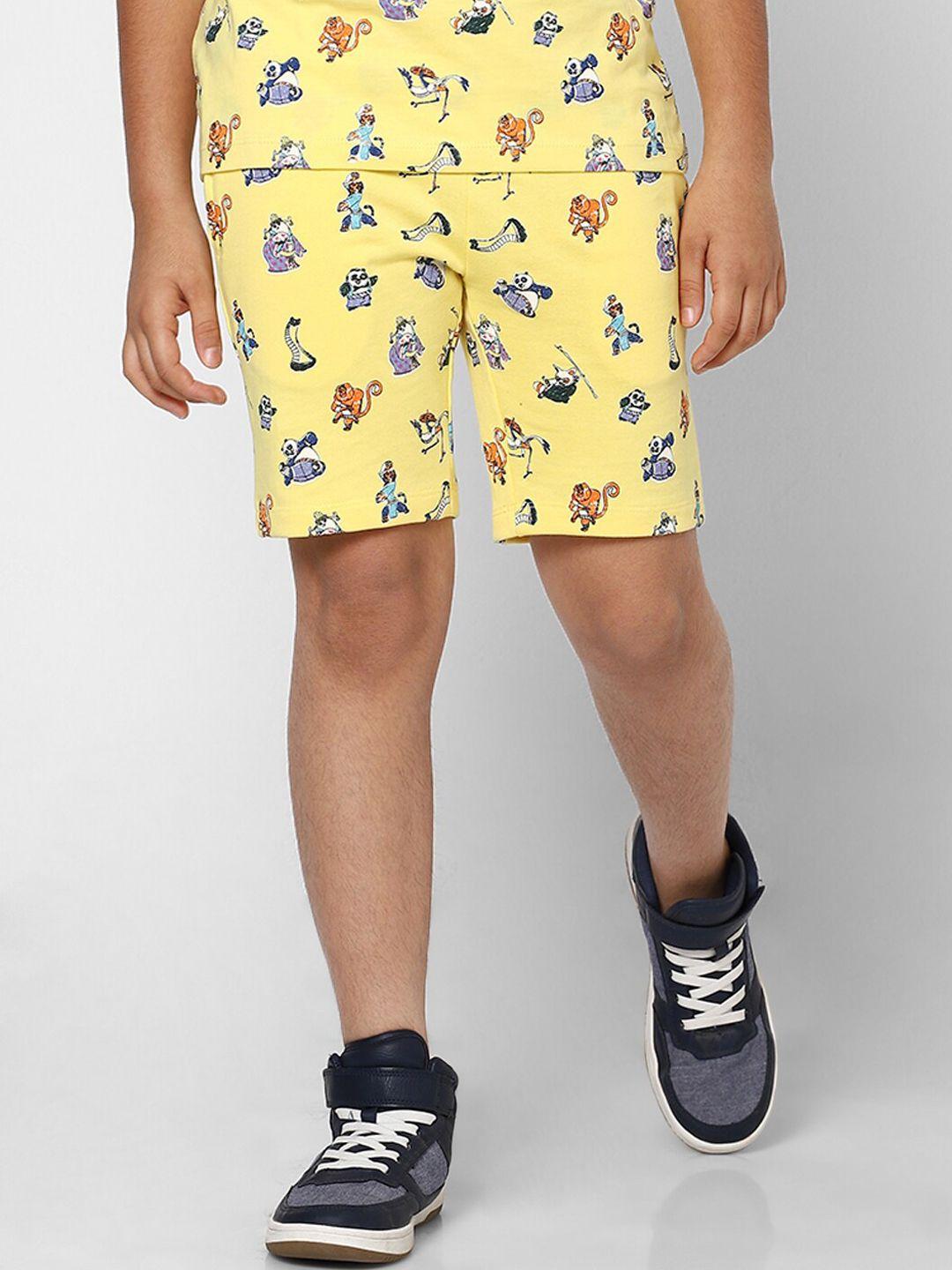 jack & jones boys yellow printed low-rise shorts