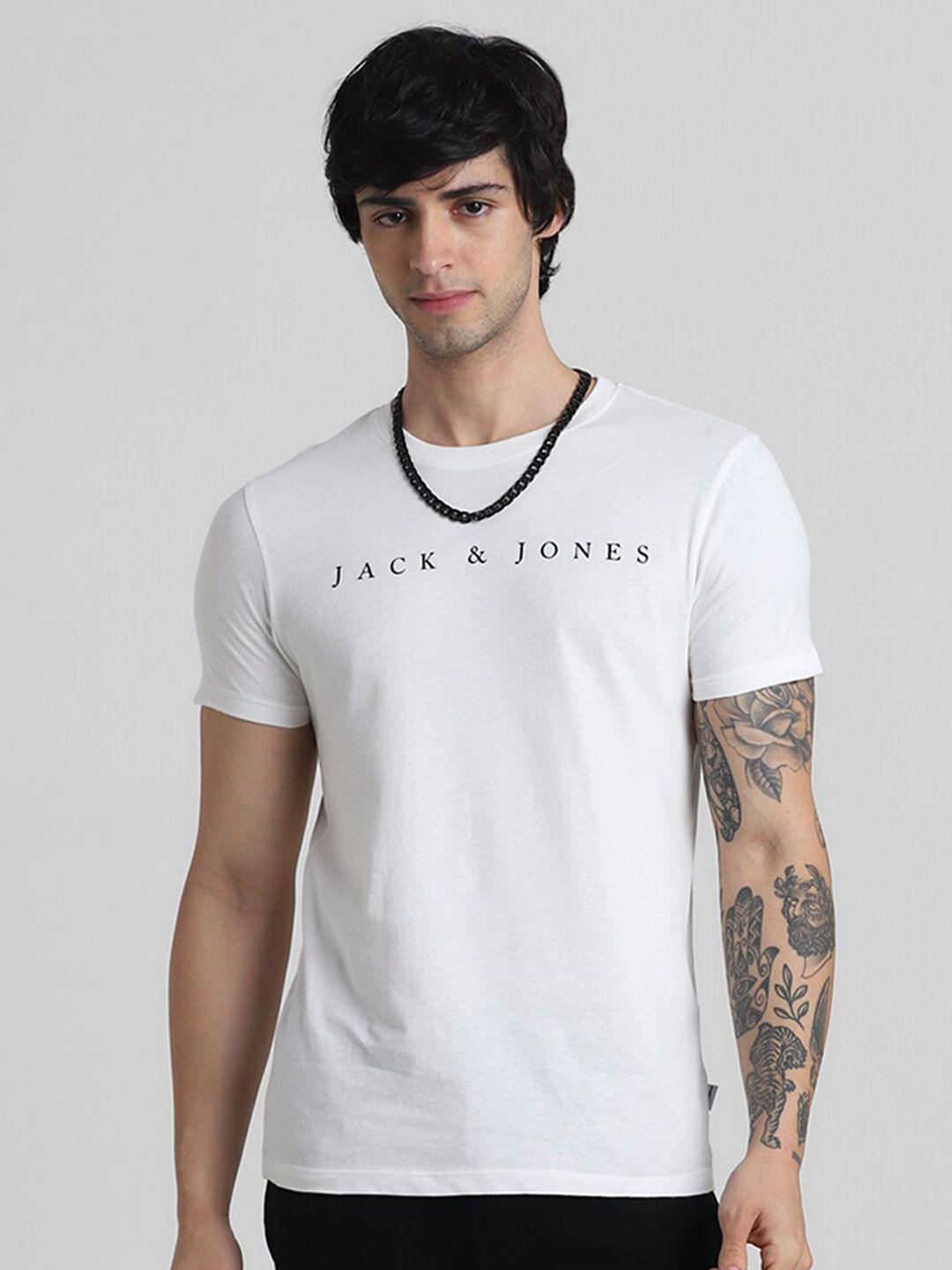 jack & jones brand logo printed cotton t-shirt