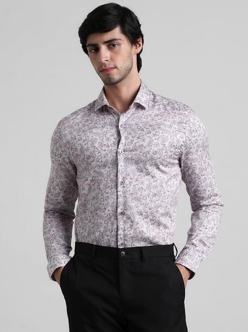 jack & jones brilliant white cotton slim fit printed shirt