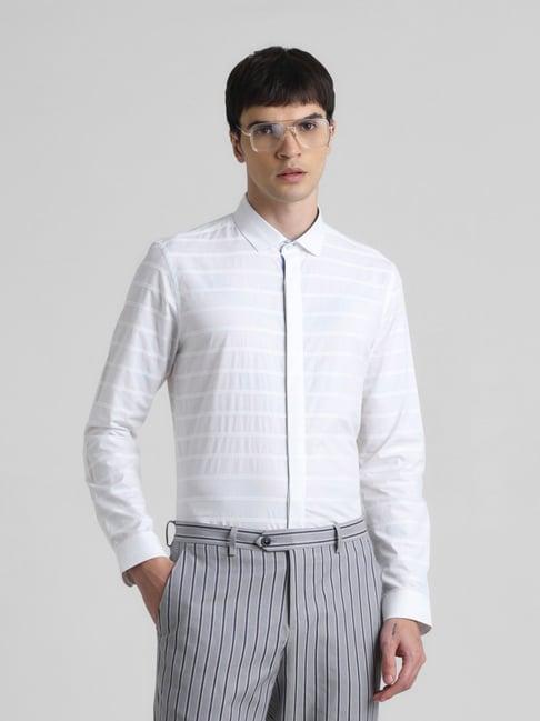 jack & jones brilliant white cotton slim fit striped shirt