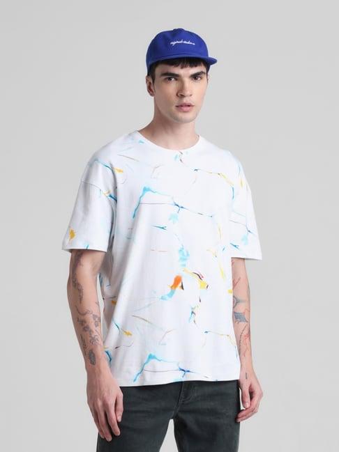 jack & jones cloud dancer cotton boxy fit printed t-shirt