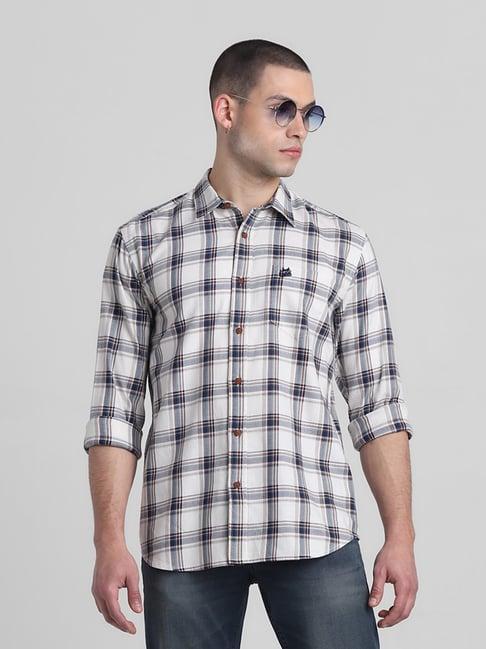 jack & jones cloud dancer cotton regular fit checks shirt