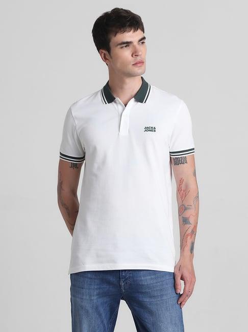 jack & jones cloud dancer cotton slim fit polo t-shirt