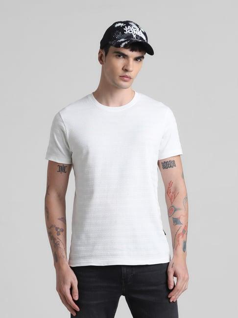 jack & jones cloud dancer cotton slim fit striped t-shirt