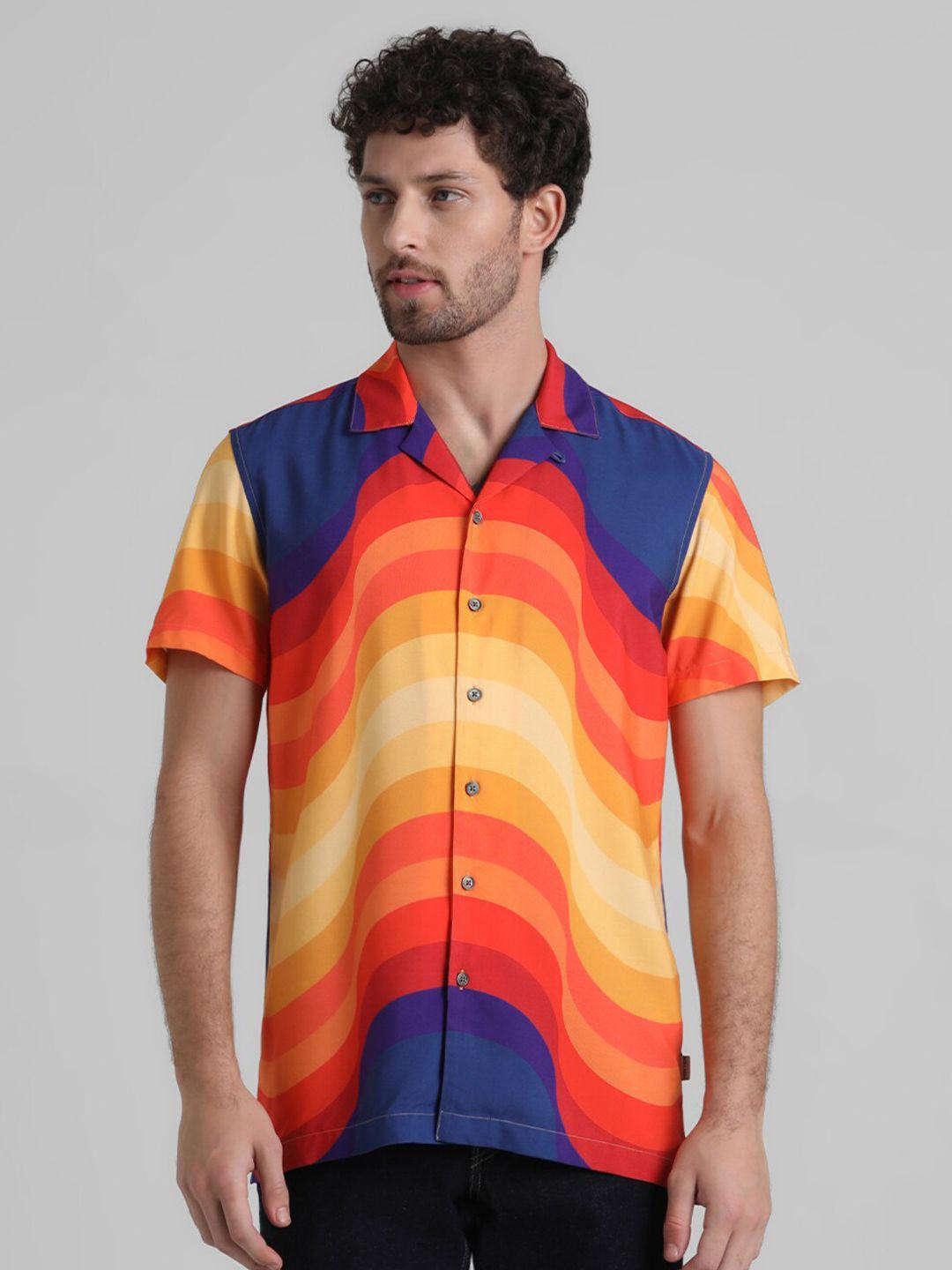 jack & jones colourblocked spread collar casual shirt