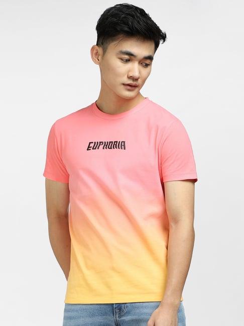 jack & jones coral slim fit printed cotton crew t-shirt