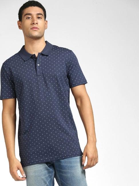 jack & jones dark blue printed polo t-shirt