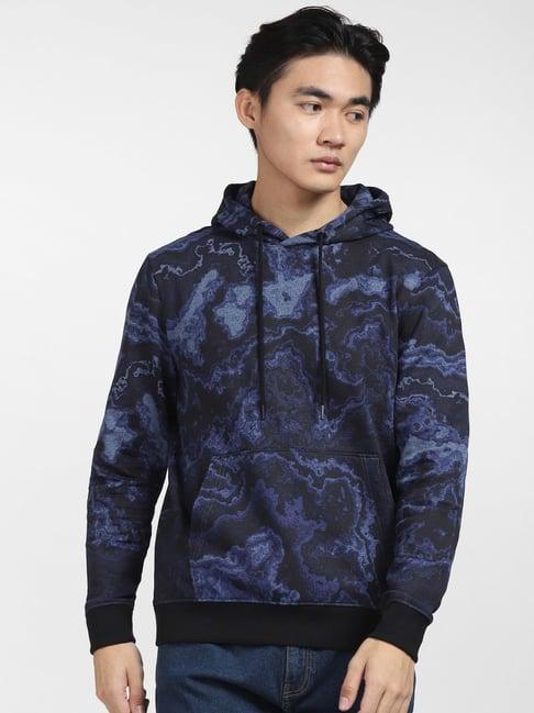 jack & jones dark blue regular fit hooded sweatshirt