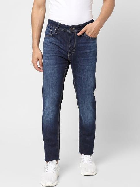 jack & jones dark blue skinny fit low rise jeans