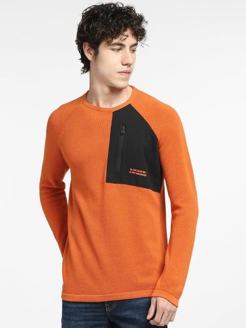 jack & jones dark orange textured sweater