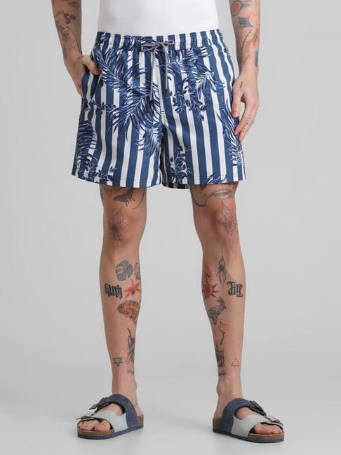 jack & jones ensign blue regular fit printed shorts