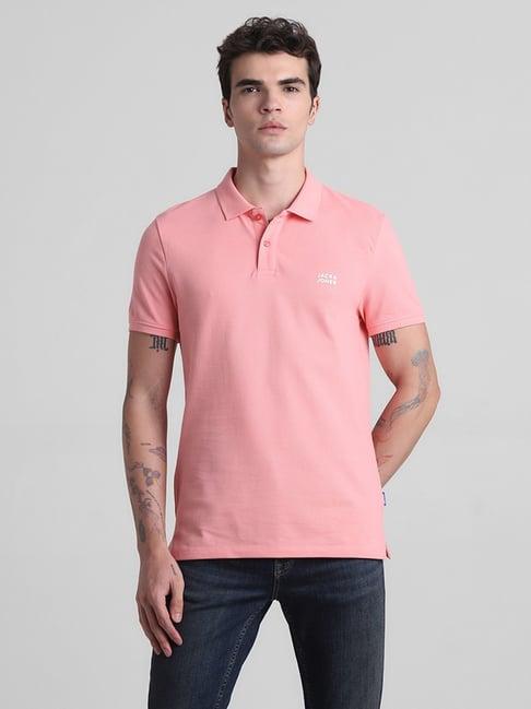 jack & jones flamingo pink slim fit polo t-shirt