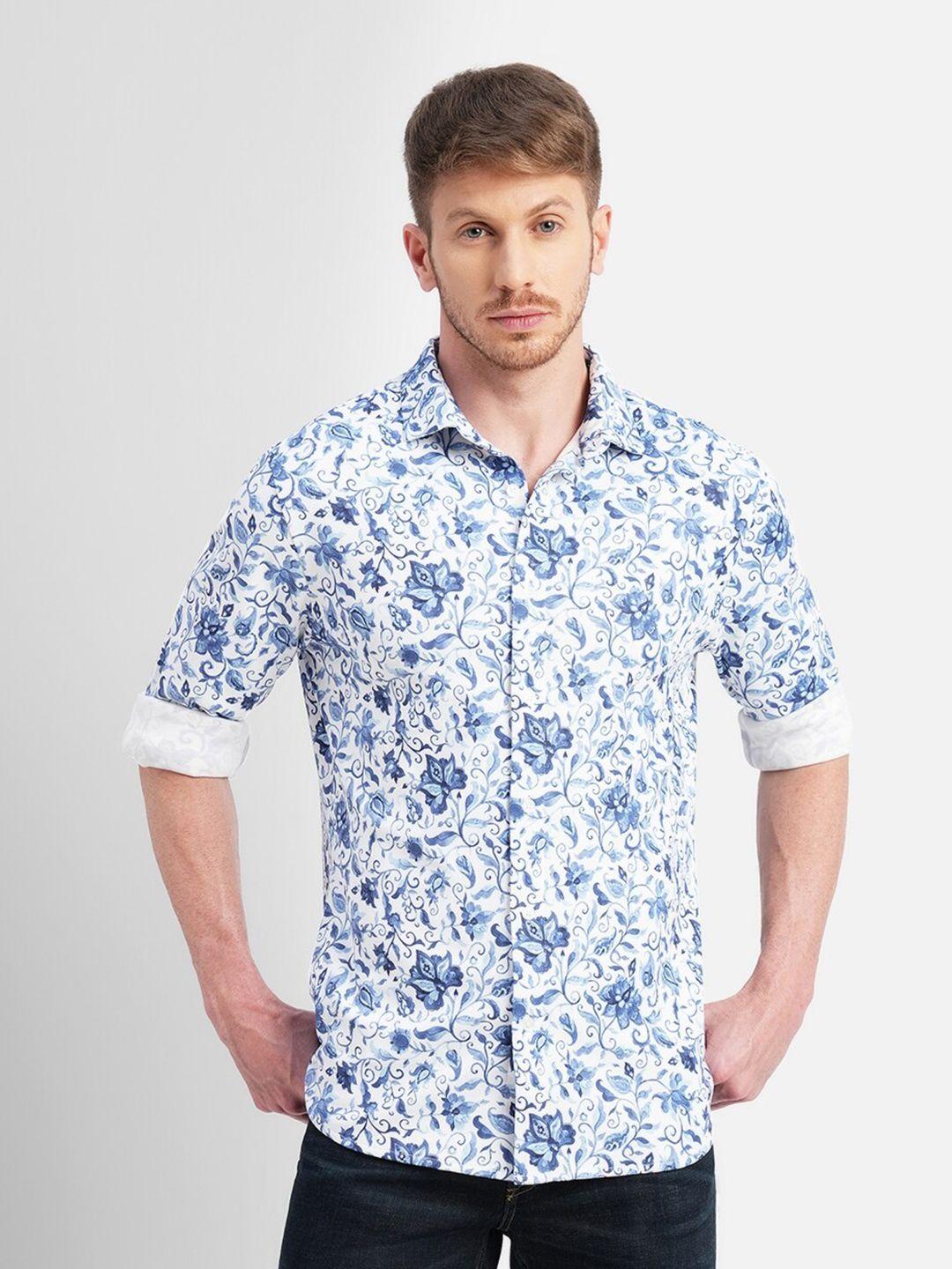 jack & jones floral printed cotton slim fit casual shirt