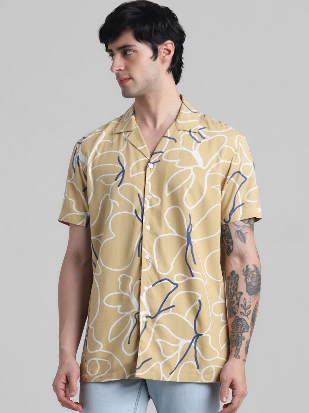 jack & jones floral printed cuban collar casual shirt