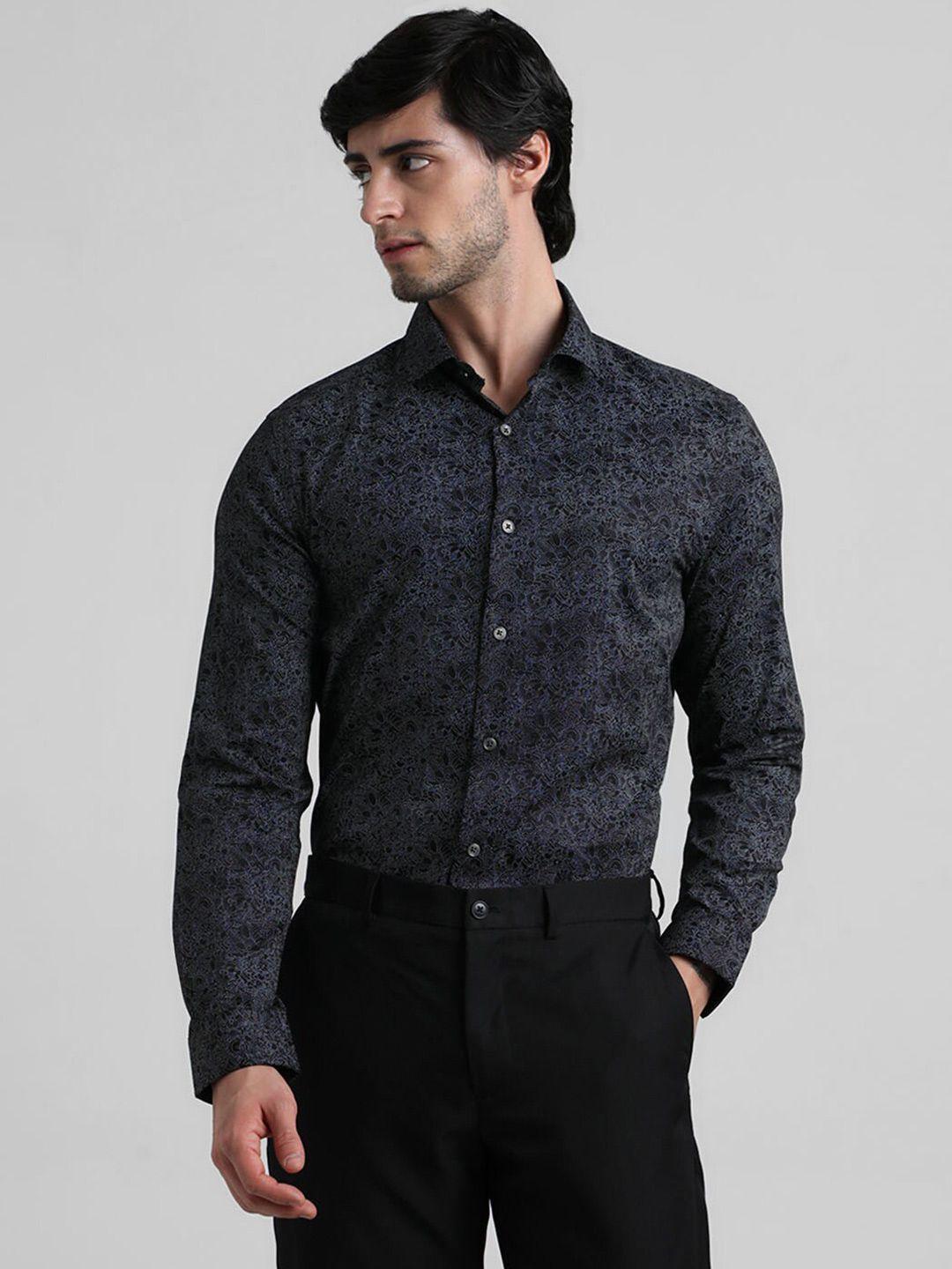 jack & jones floral printed slim fit cotton casual shirt