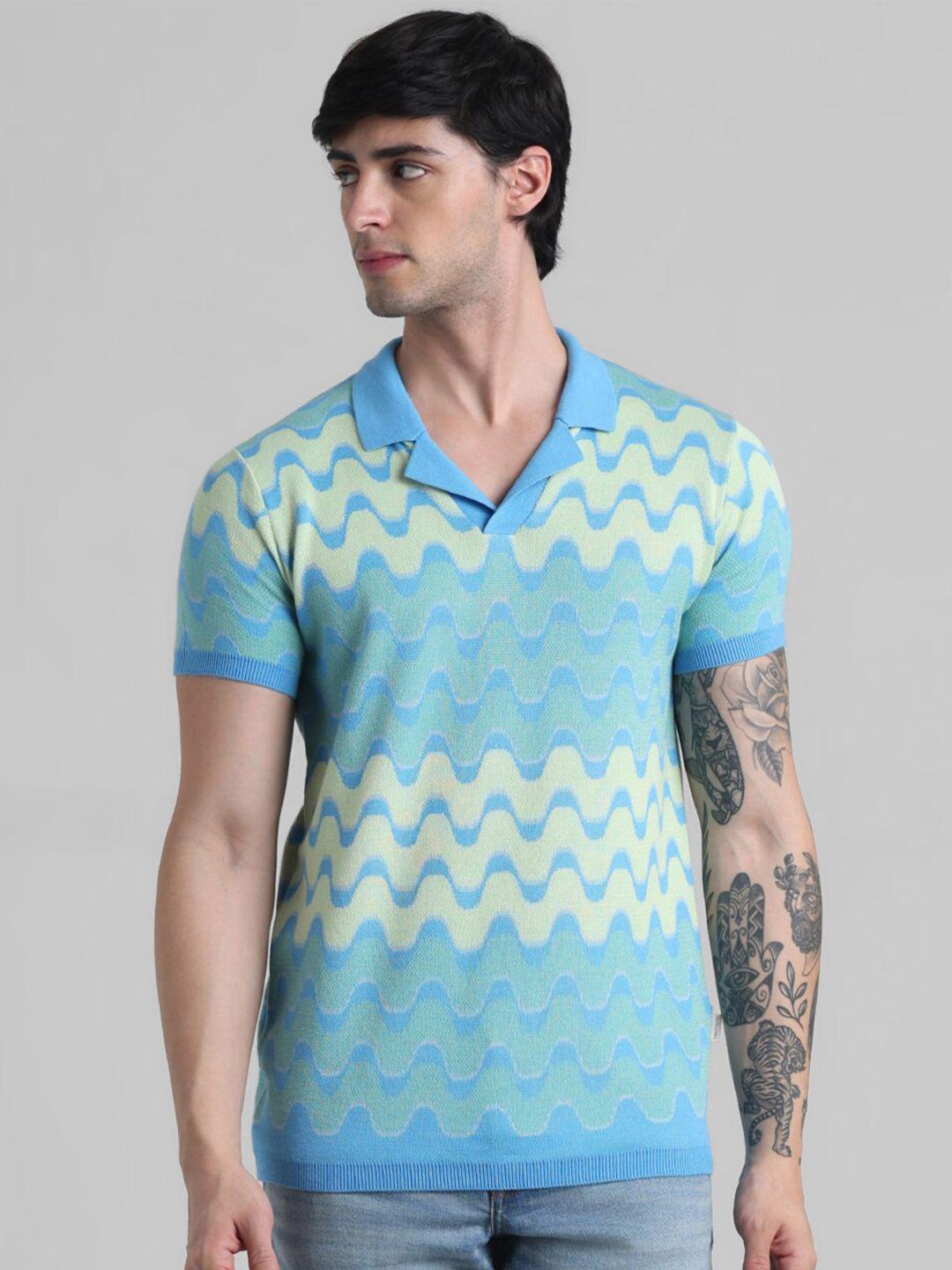 jack & jones geometric printed polo collar t-shirt